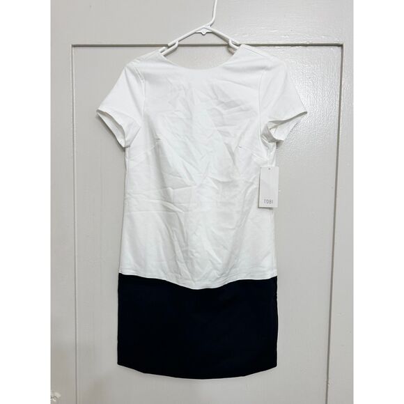 TOBI White and Black Backless Short Sleeve Mini Shift Cocktail Dress - Size XS - Picture 5 of 10
